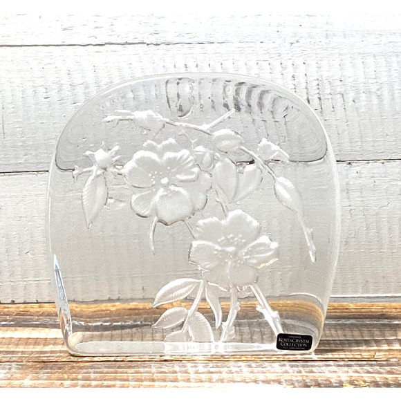 Vintage Kosta Crystal Collection Embossed Dogwood Flowers Art Glass Jackie Lynd - Picture 1 of 12
